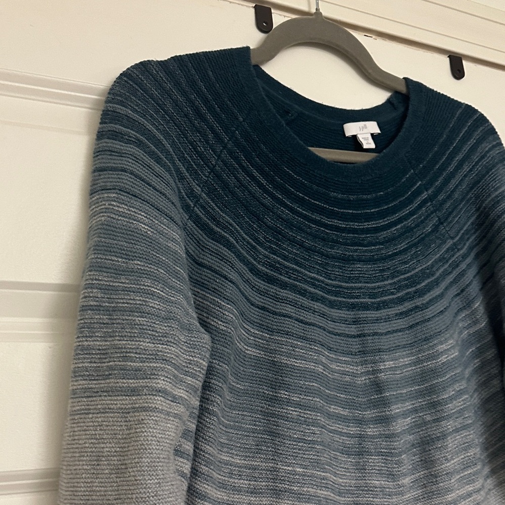 JJill Fair Isle Long Sweater Blue/Grey Size LP (Runs Large)